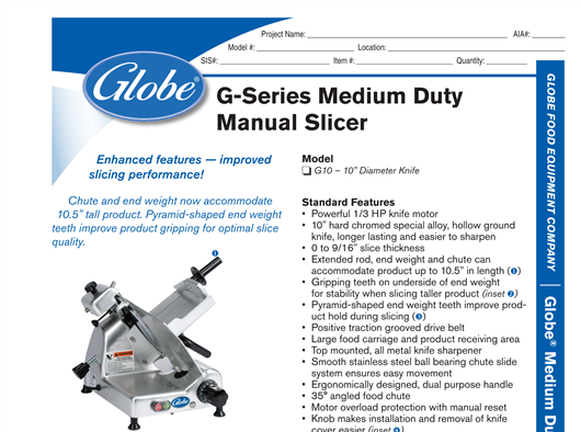 Globe G12 - Medium Duty Manual Food Slicer, 12 in.