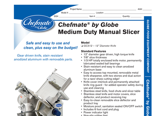 Globe GSO12 Manual Meat Slicer