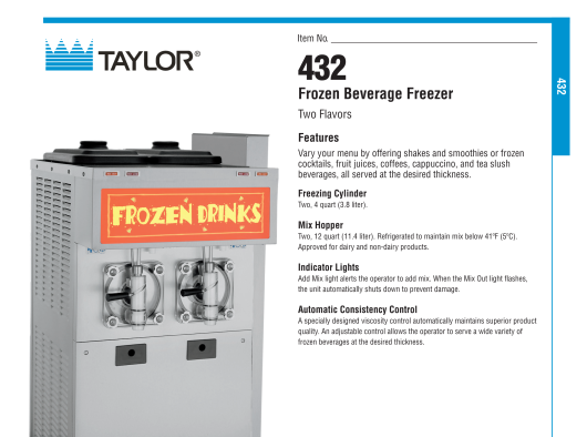 Taylor Company Frozen Drink Machines For All Food Service Operations